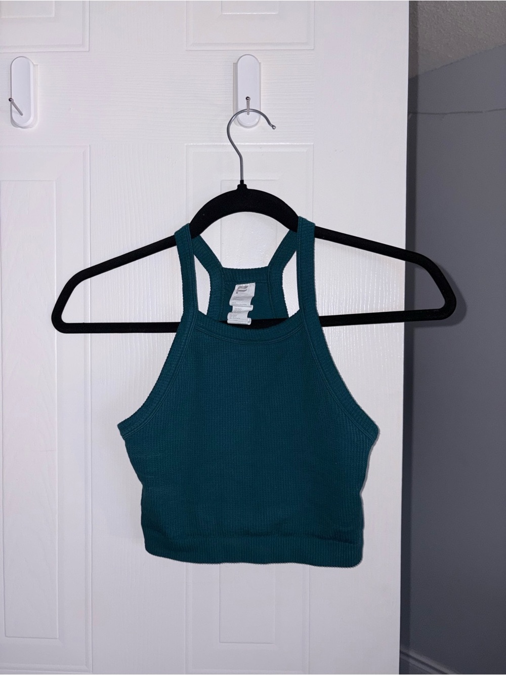 Teal Ribbed Racerback Crop Top